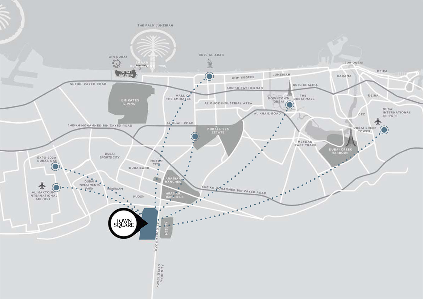 Odessa at Nshama Town Square Dubai Location Image